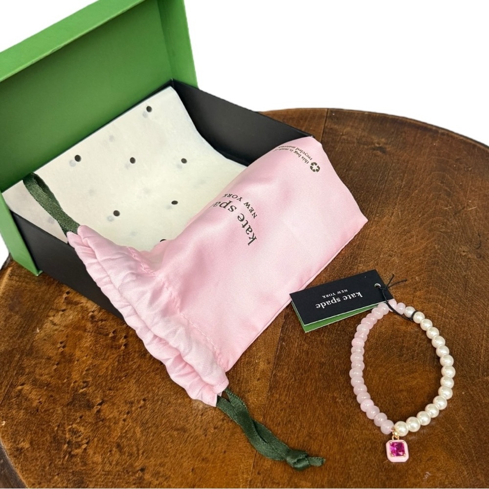 kate spade Pink Pearl Beaded Bracelet with Fuchsia Charm - Picture 7 of 10